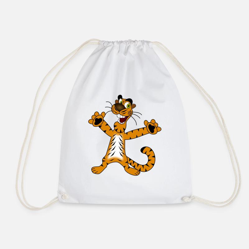 tiger - Drawstring Bag - white