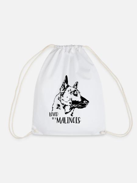 Loved by a Malinois Hundespruch Hunde Wilsigns - Turnbeutel - Weiß