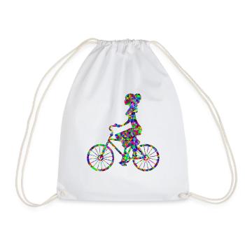 bicycle mountain bike cyclist mountain bike - Drawstring Bag - white - Front