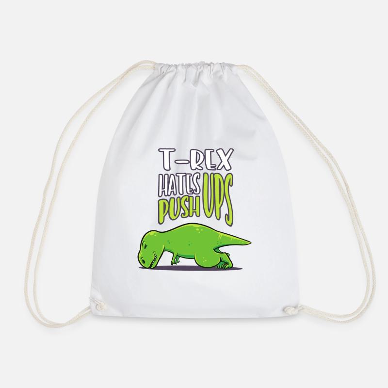 T Rex Hates Pushups Workout lustig Geschenk - Turnbeutel - Weiß