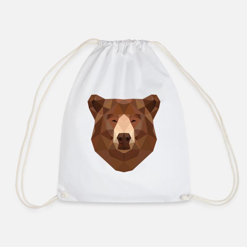 Bear Head - Drawstring Bag - white