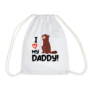 I love my daddy gift birth papa father - Drawstring Bag - white - Front