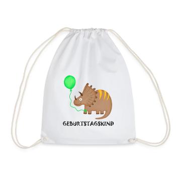 Birthday Boy Triceratops Dino Birthday - Drawstring Bag - white - Front