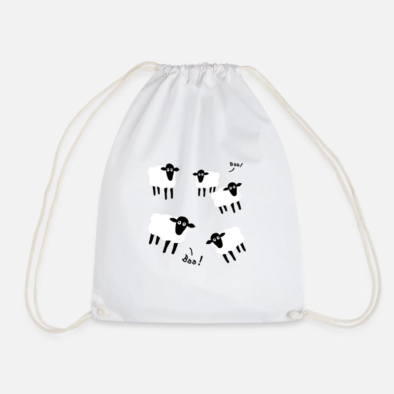 five sheep - Drawstring Bag - white