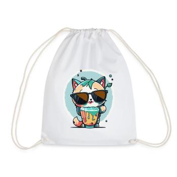 Chat cool avec des lunettes de soleil - Sac de sport léger - blanc - Devant