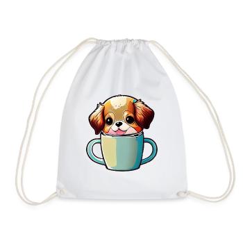 Happiness with a dog: man's best friend - Drawstring Bag - white - Front