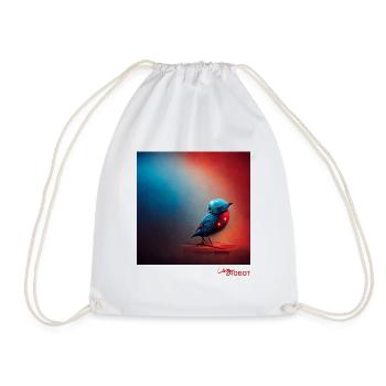 Elegant lonely robot bird waiting - Drawstring Bag - white - Front