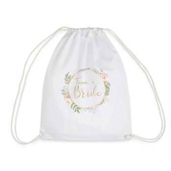 Team Bride! Pastel Boho Blumen Kreis - Turnbeutel - Weiß - Vorne
