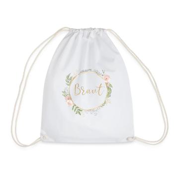 Team Braut! Pastel Boho Blumen Kreis - Turnbeutel - Weiß - Vorne