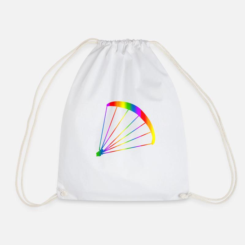 Bunter Gleitschirm Regenbogen - Turnbeutel - Weiß
