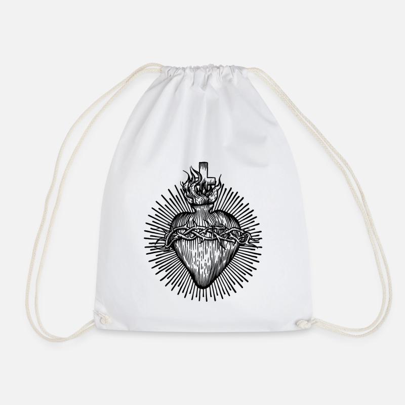 Heart - Sacred heart - Drawstring Bag - white