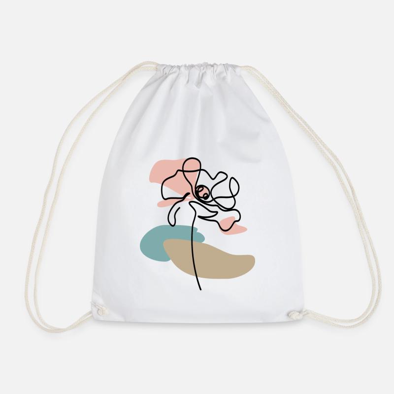 Abstrakte Mohnblume Poppies line art Farbklecks - Turnbeutel - Weiß