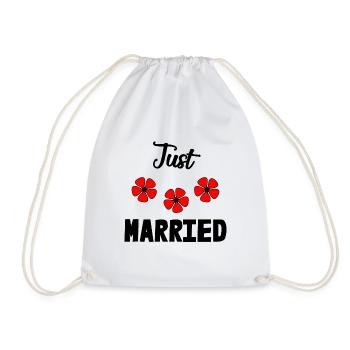 JUST MARRIED. bachelorette party. SAINT VALENTINE. COUPLE - Drawstring Bag - white - Front
