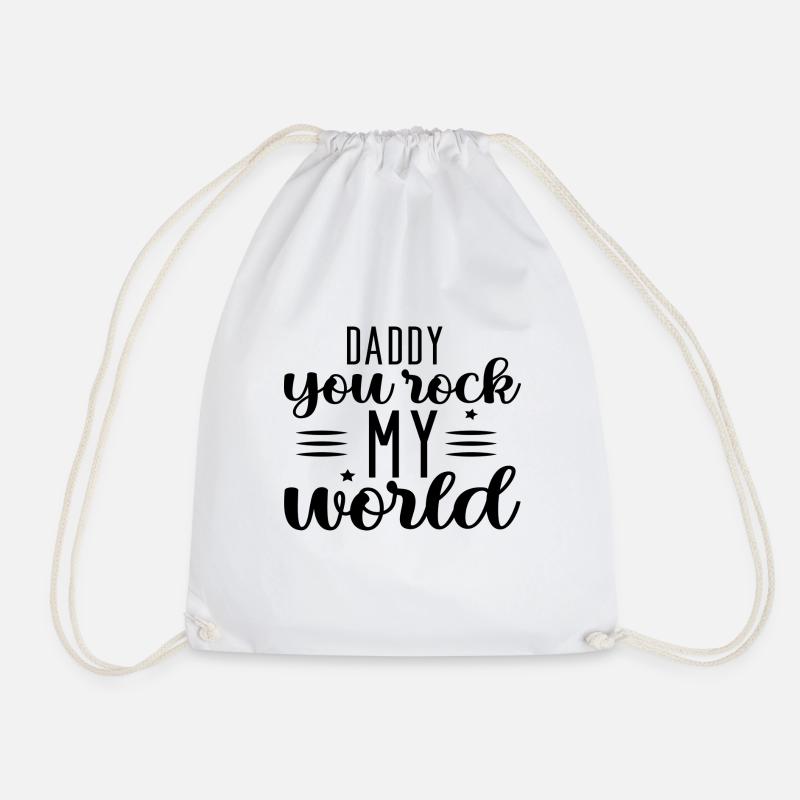 Daddy You Rock My World - Drawstring Bag - white