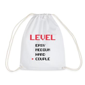 Level easy medium hard couple - Drawstring Bag - white - Front