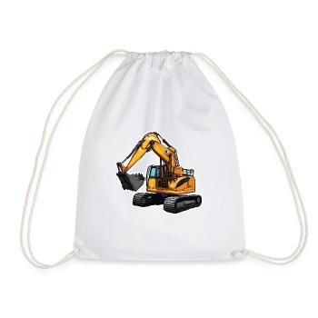 Excavator / construction site / machine /digging / shovel - Drawstring Bag - white - Front