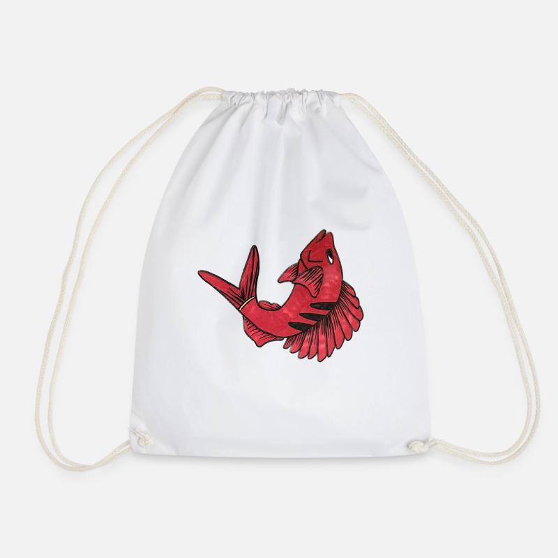 Roter Fisch - Turnbeutel - Weiß