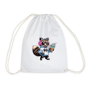 Raton laveur avec latte glacé - Sac de sport léger - blanc - Devant