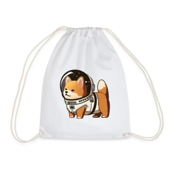 Astronaut Shiba - Drawstring Bag - white - Front