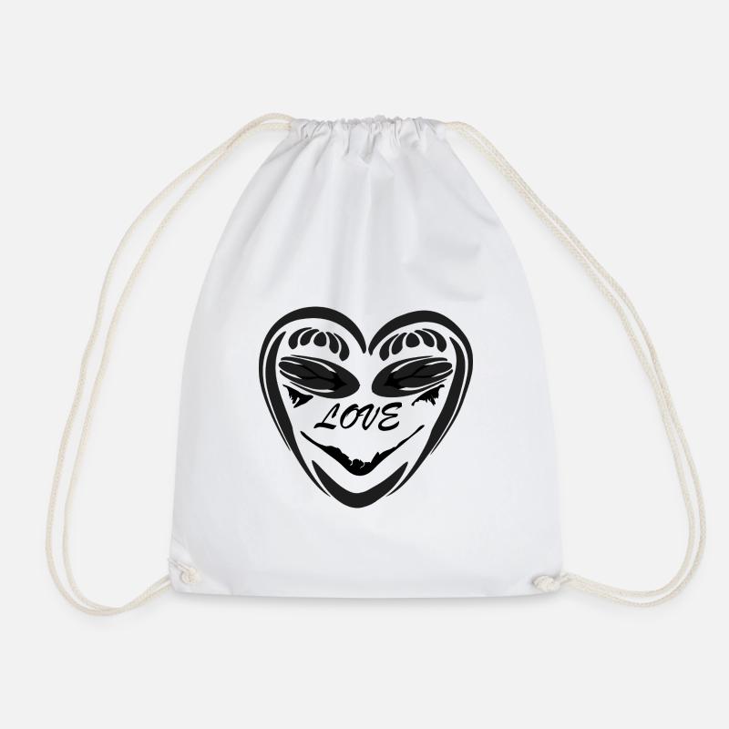 Heart Hand Silhouette Vintage - Drawstring Bag - white