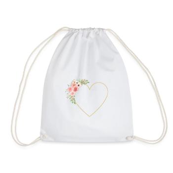 Customizable Heart Flowers, Colorful - Drawstring Bag - white - Front