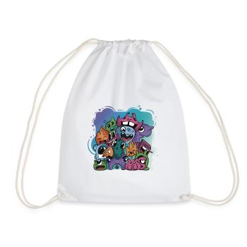 Monster fantasy doodle art drawing characters - Drawstring Bag - white - Front