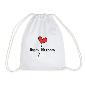 anniversary. HAPPY BIRTHDAY. Happy birthday. - Drawstring Bag - white - Front