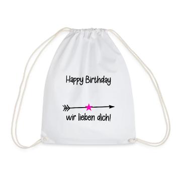 Happy Birthday / Geburtstag - Turnbeutel - Weiß - Vorne