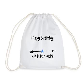 Happy Birthday / Geburtstag - Turnbeutel - Weiß - Vorne