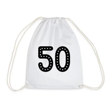50 JAHRE. 50-jähriges JUBILÄUM. JUBILÄUM 50 JAHRE. 50 - Turnbeutel - Weiß - Vorne