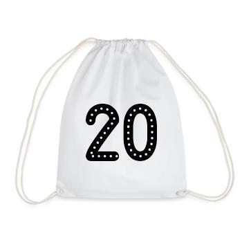 20 JAHRE. 20-jähriges JUBILÄUM. JUBILÄUM 20 JAHRE. 20 - Turnbeutel - Weiß - Vorne