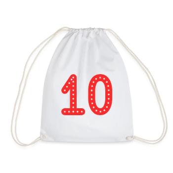 10 JAHRE. 10-jähriges JUBILÄUM. JUBILÄUM 10 JAHRE. 10 - Turnbeutel - Weiß - Vorne