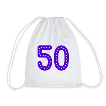 50 YEARS. 50th ANNIVERSARY. BIRTHDAY 50 YEARS. 50 - Drawstring Bag - white - Front