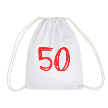 50 YEARS. 50th ANNIVERSARY. BIRTHDAY 50 YEARS. 50 - Drawstring Bag - white - Front