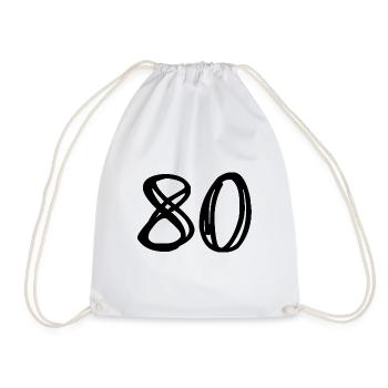 80 YEARS. 80TH ANNIVERSARY. BIRTHDAY 80 YEARS. 80 - Drawstring Bag - white - Front