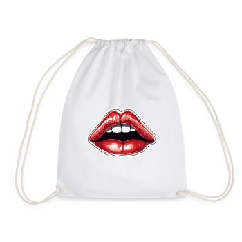 Mouth / Lips / Teeth / Tongue / Smile / Kiss - Drawstring Bag - white - Front