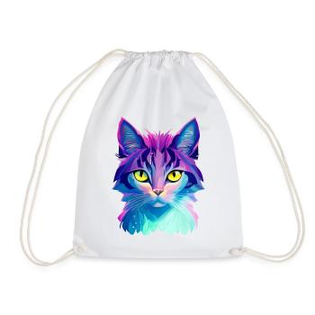 Cat Colorful - Drawstring Bag - white - Front