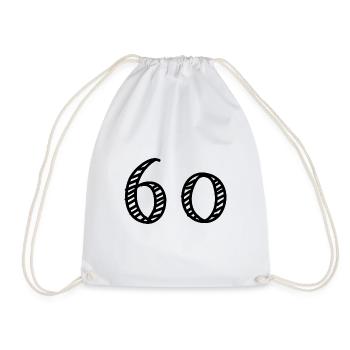 60 YEARS. 60th ANNIVERSARY. ANNIVERSARY 60 YEARS.60 - Drawstring Bag - white - Front