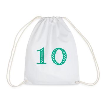 10 JAHRE. 10-jähriges JUBILÄUM. JUBILÄUM 10 JAHRE. 10 - Turnbeutel - Weiß - Vorne