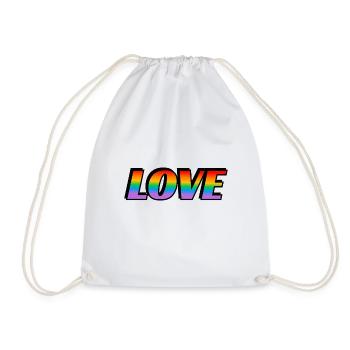 Rainbow text LOVE LGBT Pride Month - Drawstring Bag - white - Front