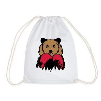 Bear boxer glove boxing - Drawstring Bag - white - Front