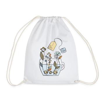 Tasse de thé Hygge avec des fleurs - Sac de sport léger - blanc - Devant