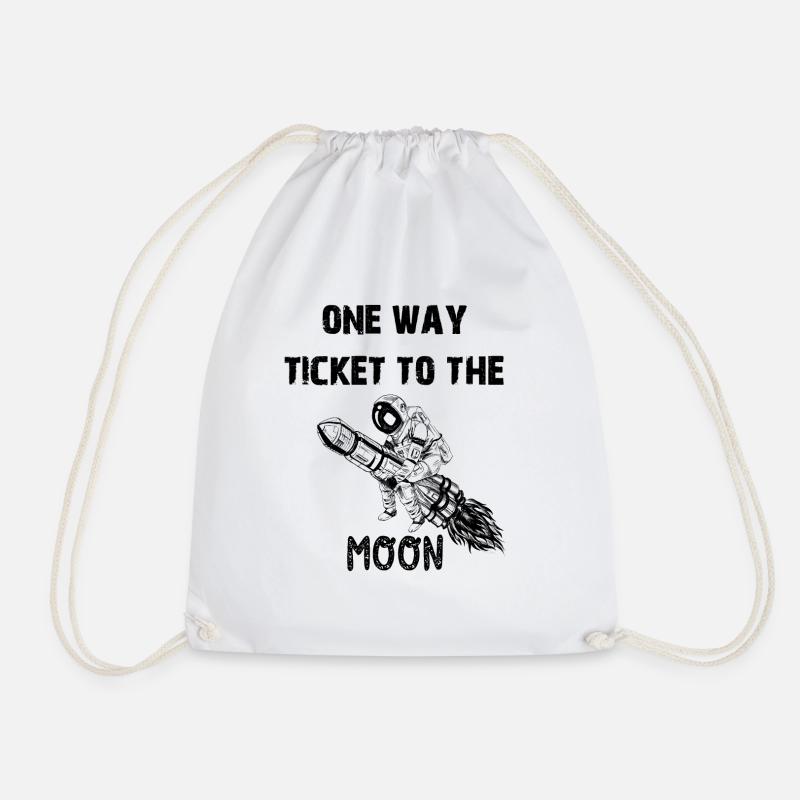 one way ticket for astronaut with rocket - Drawstring Bag - white