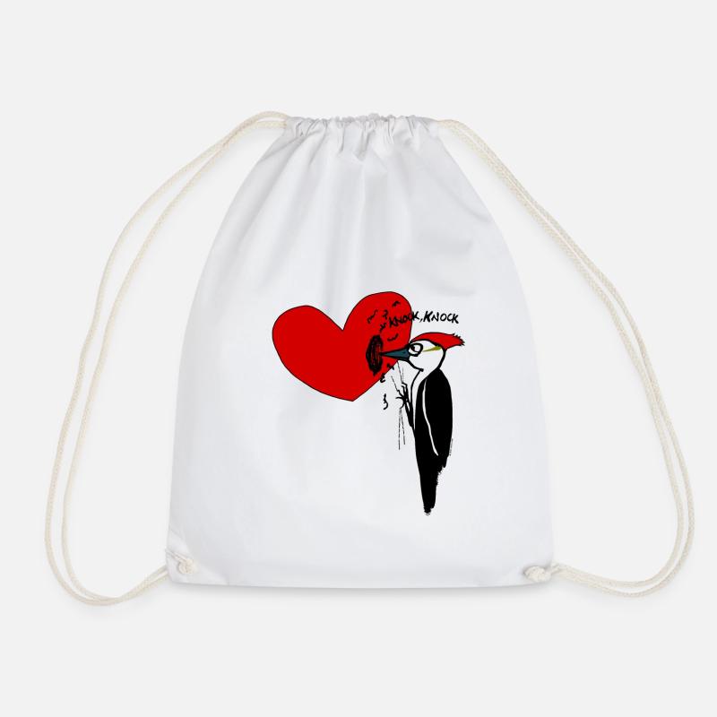 Woodpecker - Drawstring Bag - white