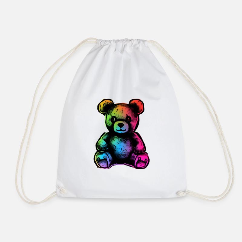 Rainbow teddy bear - Drawstring Bag - white