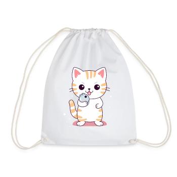 Cute Kitten Design #5 - Drawstring Bag - white - Front