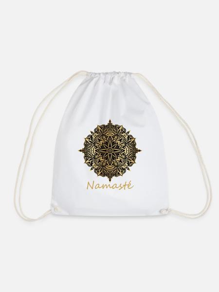 Namaste Dankbarkeit & Selbstliebe Geschenk Mandala - Turnbeutel - Weiß
