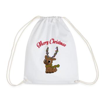 Merry Christmas reindeer - Drawstring Bag - white - Front