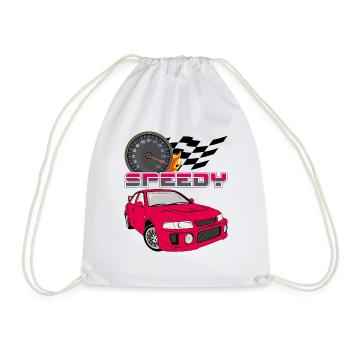 Speedy retro red car - Drawstring Bag - white - Front
