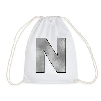 Letter N Silver - Drawstring Bag - white - Front